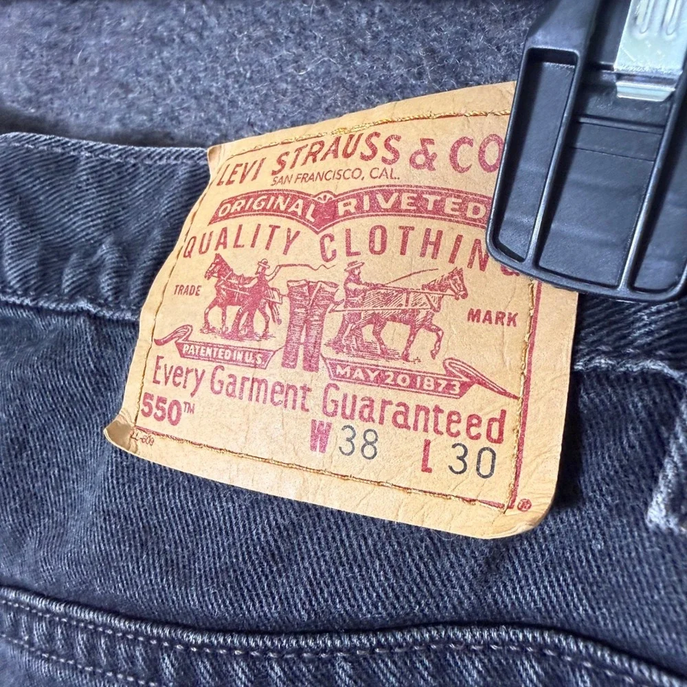 VINTAGE‎ Levi Jeans 550 38x30 Actual(36x29) Faded Black Relaxed USA 80s 90s